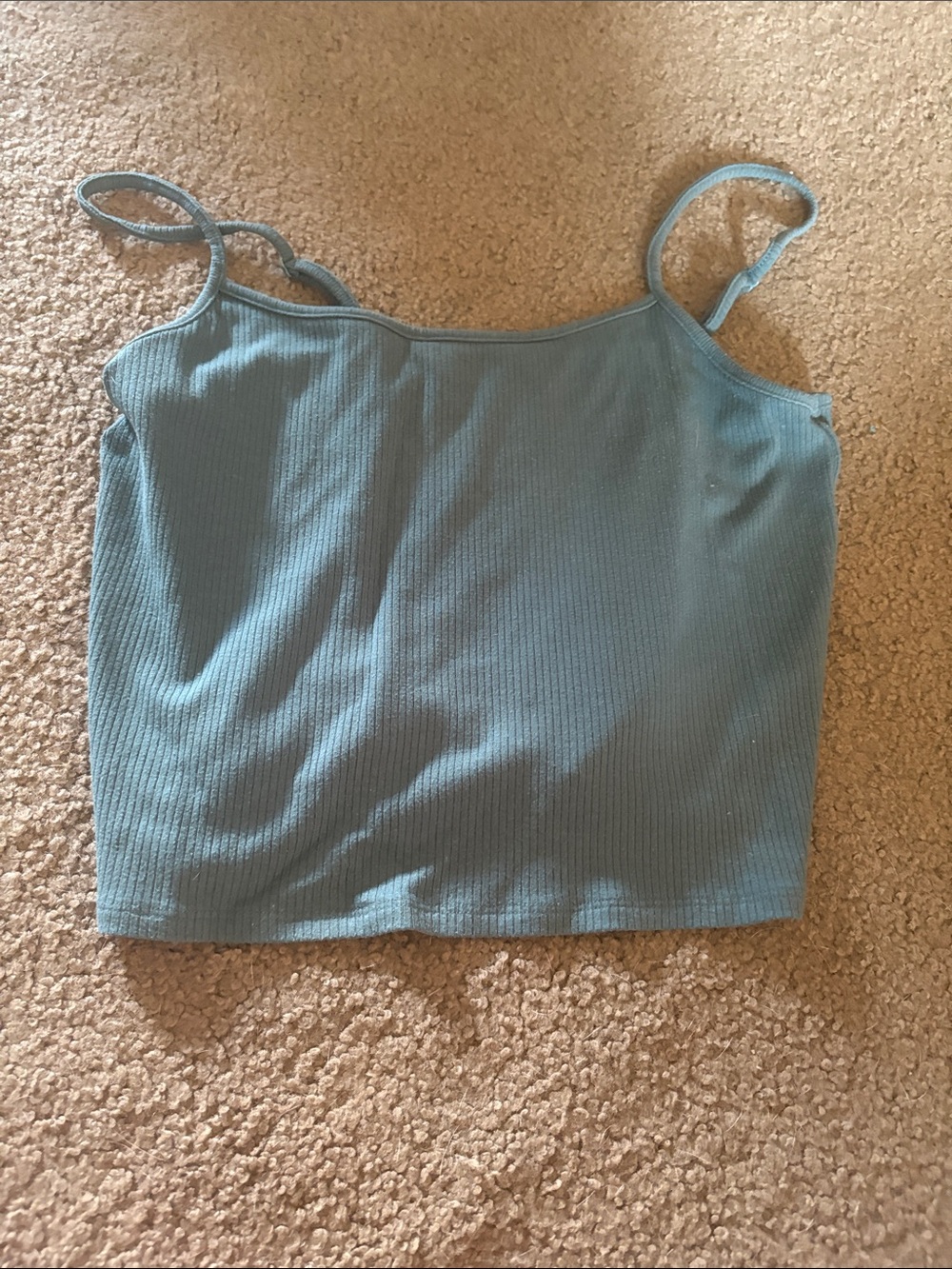 American Eagle Outfitters Ribbed Spaghetti Strap Tank - Teal Blue